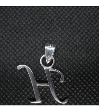 PE001437 Sterling Silver Pendant Charm Letter H Solid Genuine Hallmarked 925